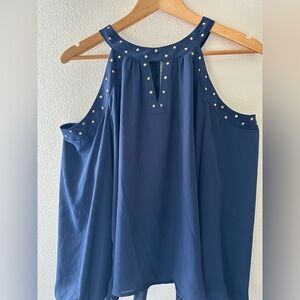 INC International Concepts Navy Blue Sleeveless Top